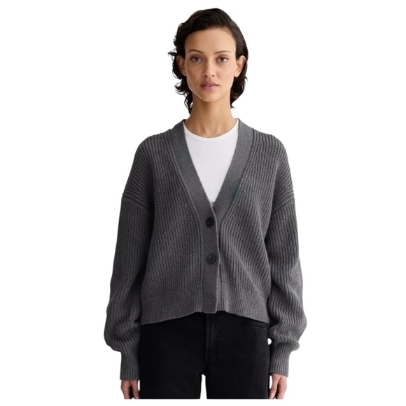 Everlane The Boxy Cardigan in Everyday Cotton color Heathered Charcoal Large - Picture 1 of 10